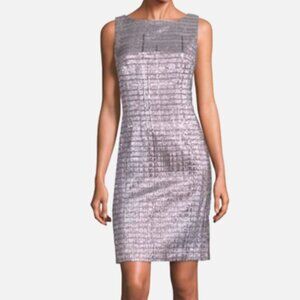 CARMEN MARC VALVO PLATINUM SILVER SLEEVELESS COCKTAIL DRESS SIZE:12